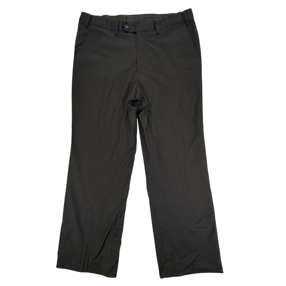 Ferrecci Uomo Mens Black Super 150s Dress Pants Straight Leg Italy 36S 33x29.5